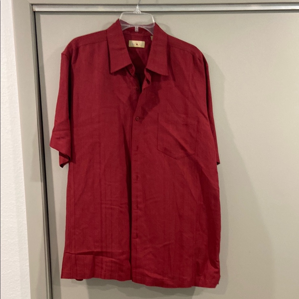 Casual Red Button Down Shirt with Classic Collar